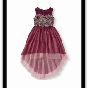 NWT! Girl's Burgundy Sequin Party Dress by My Michelle, Sz: 14